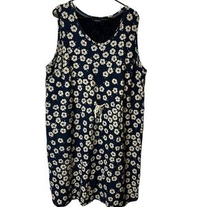 Lands End Women’s Floral Belted Sleeveless Dress Cotton Blend 457896‎ Plus 2X